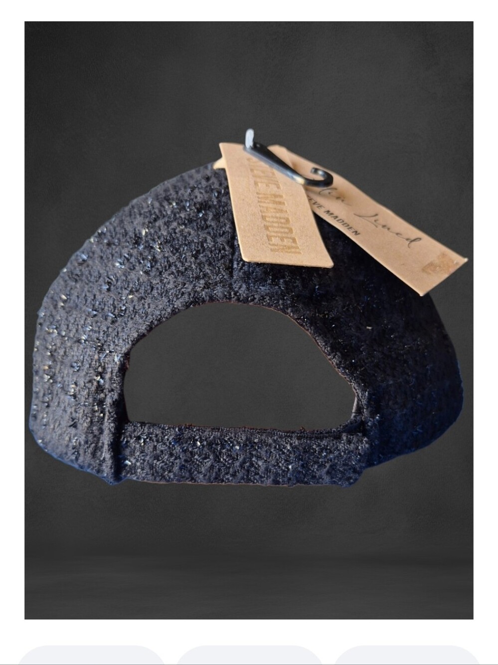 Steve Madden "Official" Baseball Cap, Tweed in Black. - Picture 7 of 9